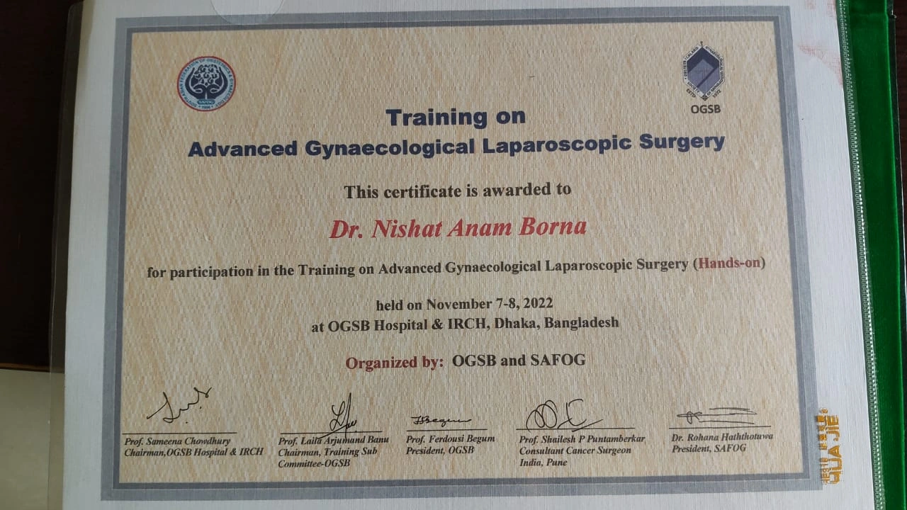 Advanced Gynaecological Laparoscopic Surgery হ্যান্ডস-অন ট্রেনিং, OGSB ও SAFOG, ঢাকা, নভেম্বর ২০২২